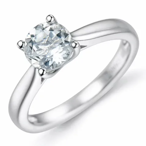 kvarts solitairering i 14 karat hvitt gull 0,95 ct