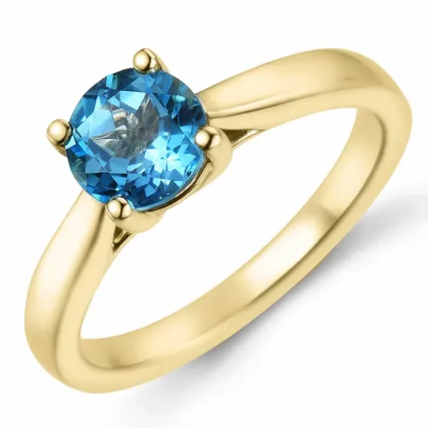 topas solitairering i 14 karat gull 1,35 ct