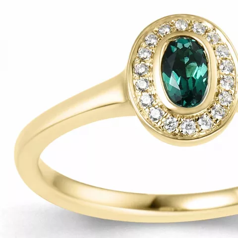 oval smaragd diamantring i 14 karat gull 0,25 ct 0,072 ct