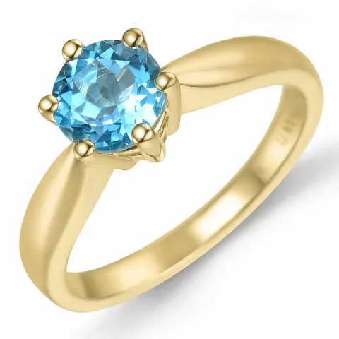 topas solitairering i 14 karat gull 1,35 ct