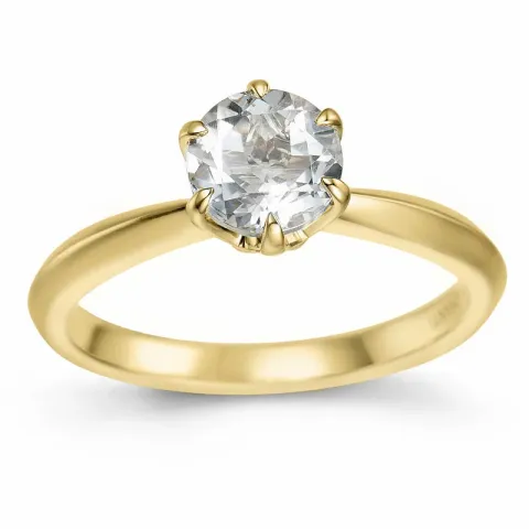 kvarts solitairering i 14 karat gull 0,95 ct