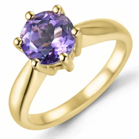 ametyst solitairering i 14 karat gull 1,34 ct