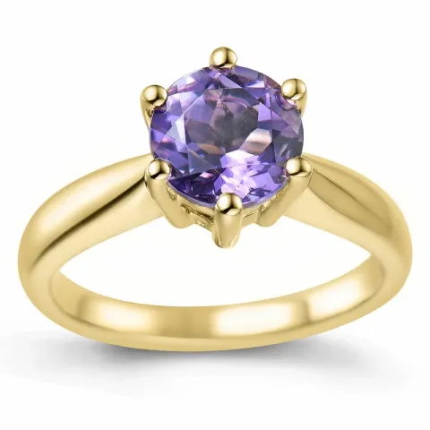 ametyst solitairering i 14 karat gull 1,34 ct