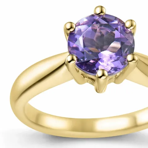 ametyst solitairering i 14 karat gull 1,34 ct