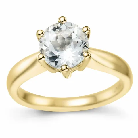 kvarts solitairering i 14 karat gull 1,34 ct