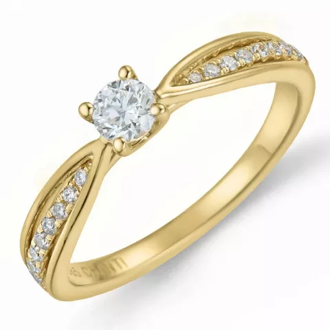 diamant ring i 14 karat gull 0,20 ct 0,132 ct