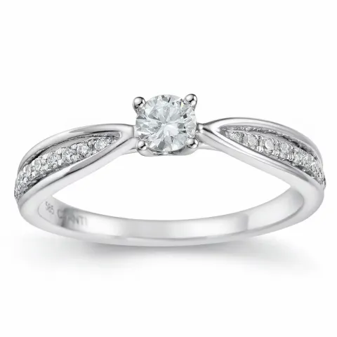 diamant ring i 14 karat hvitt gull 0,20 ct 0,132 ct