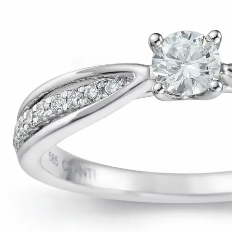 diamant ring i 14 karat hvitt gull 0,20 ct 0,132 ct