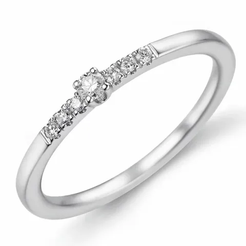 diamant ring i 14 karat hvitt gull 0,04 ct 0,06 ct