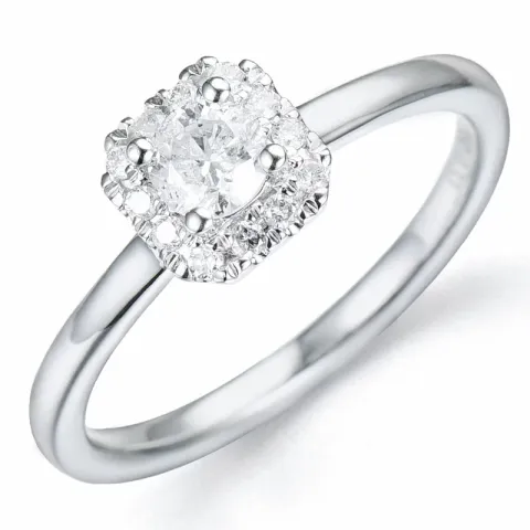 diamant ring i 14 karat hvitt gull 0,26 ct 0,096 ct