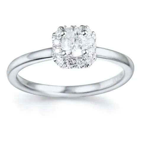 diamant ring i 14 karat hvitt gull 0,26 ct 0,096 ct