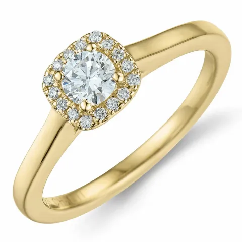 firkantet diamant ring i 14 karat gull 0,26 ct 0,064 ct