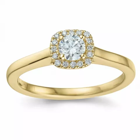 firkantet diamant ring i 14 karat gull 0,26 ct 0,064 ct