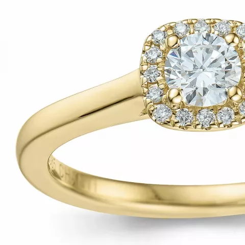firkantet diamant ring i 14 karat gull 0,26 ct 0,064 ct