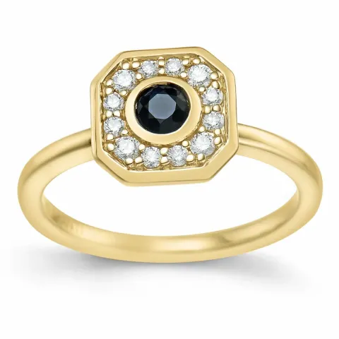 firkantet safir briljantring i 14 karat gull 0,306 ct 0,192 ct
