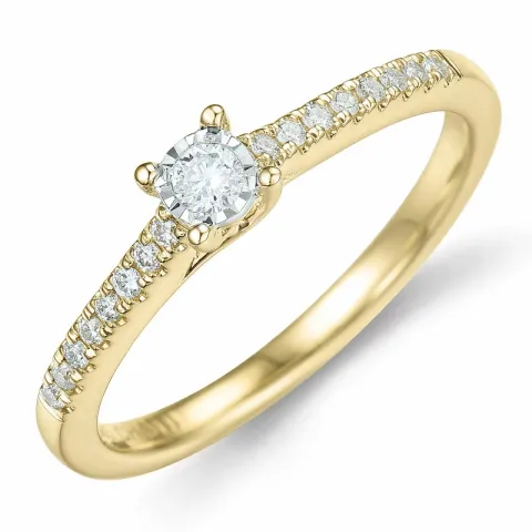 diamant ring i 14 karat gull og hvitt gull 0,057 ct 0,102 ct