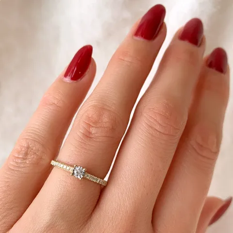 diamant ring i 14 karat gull og hvitt gull 0,057 ct 0,102 ct