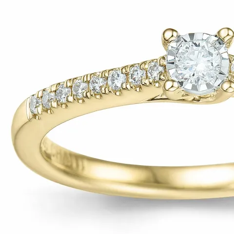 diamant ring i 14 karat gull og hvitt gull 0,057 ct 0,102 ct