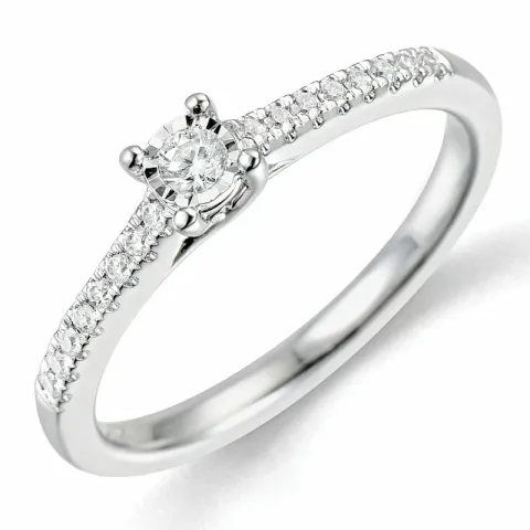 diamant ring i 14 karat hvitt gull 0,057 ct 0,102 ct
