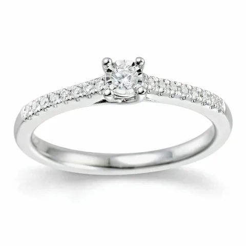 diamant ring i 14 karat hvitt gull 0,057 ct 0,102 ct