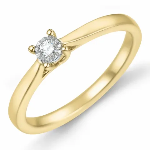 diamant solitairering i 14 karat gull 0,051 ct