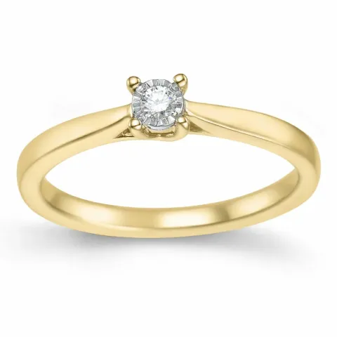 diamant solitairering i 14 karat gull 0,051 ct