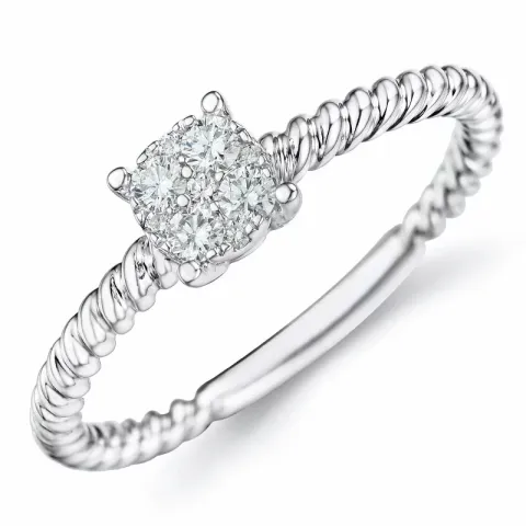 diamant ring i 14 karat hvitt gull 0,17 ct