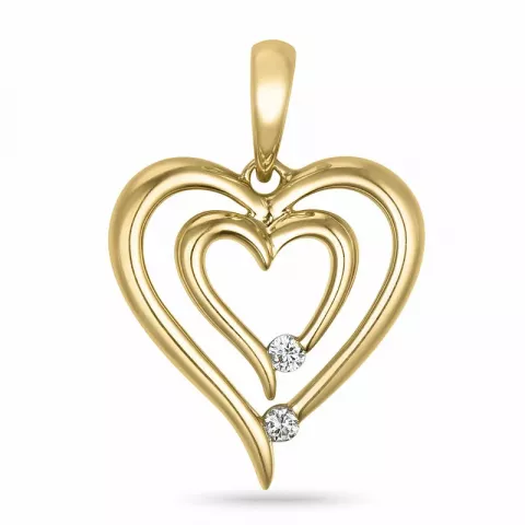 hjerte diamant anheng i 14 karat gull 0,044 ct