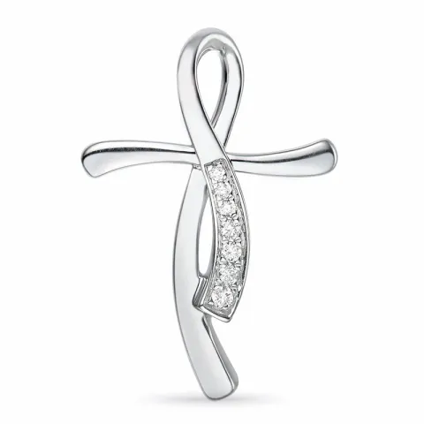 kors diamant anheng i 14 karat hvitt gull 0,041 ct