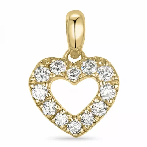 hjerte diamant anheng i 14 karat gull 0,206 ct