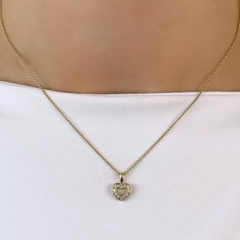 hjerte diamantanheng i 14 karat gull 0,149 ct