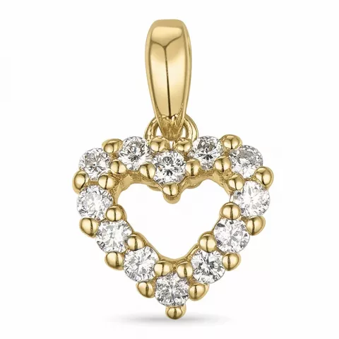 hjerte diamantanheng i 14 karat gull 0,18 ct