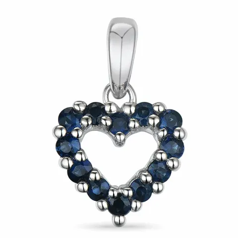 hjerte safir anheng i 14 karat hvitt gull 0,264 ct