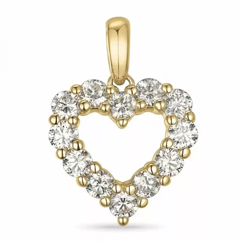 hjerte diamant anheng i 14 karat gull 0,96 ct