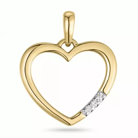 hjerte diamantanheng i 14 karat gull og hvitt gull 0,015 ct