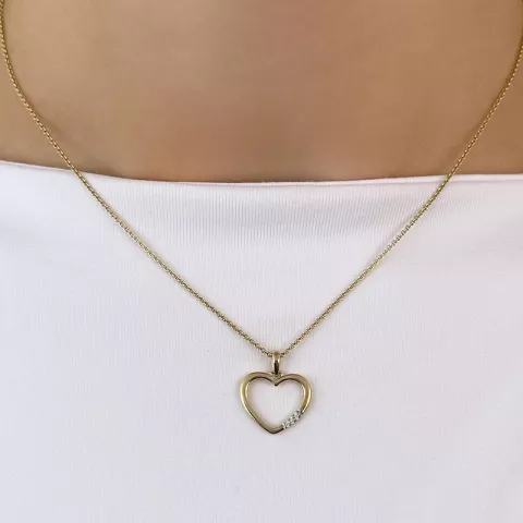 hjerte diamantanheng i 14 karat gull og hvitt gull 0,015 ct