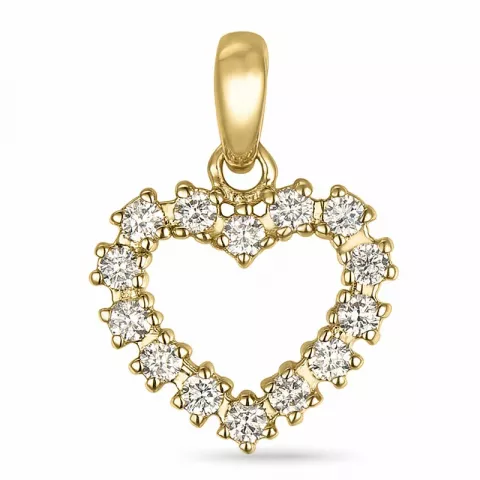 hjerte diamant anheng i 14 karat gull 0,19 ct