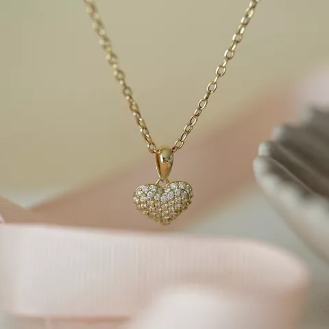 hjerte diamant anheng i 14 karat gull 0,288 ct