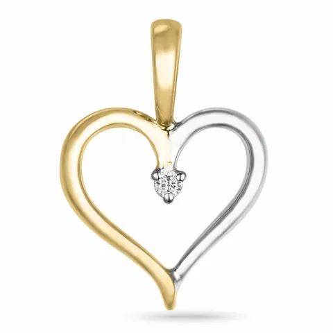 hjerte diamant anheng i 14 karat gull og hvitt gull 0,008 ct