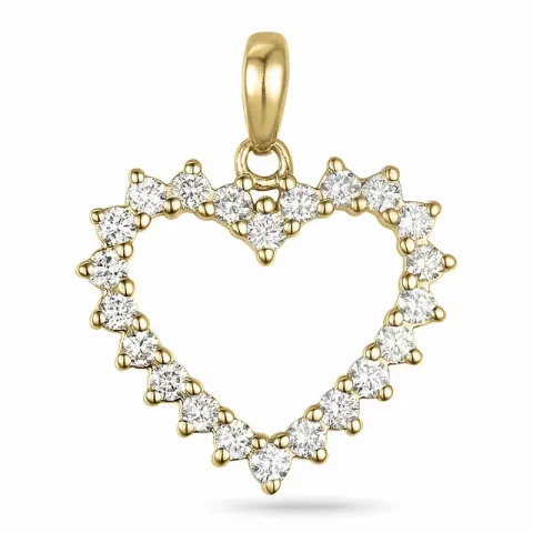 hjerte diamant anheng i 14 karat gull 0,33 ct