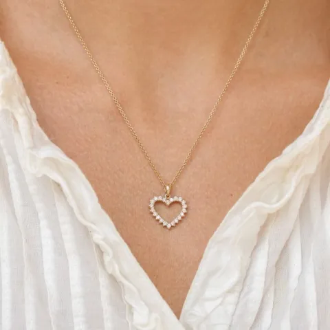 hjerte diamant anheng i 14 karat gull 0,33 ct