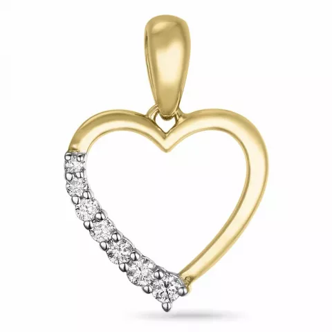 hjerte diamant anheng i 14 karat gull og hvitt gull 0,115 ct