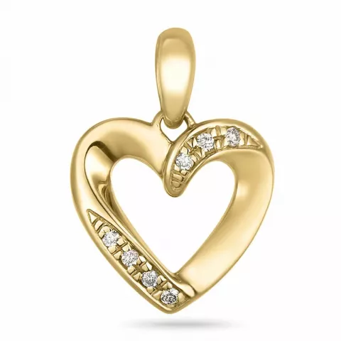 hjerte diamant anheng i 14 karat gull 0,054 ct