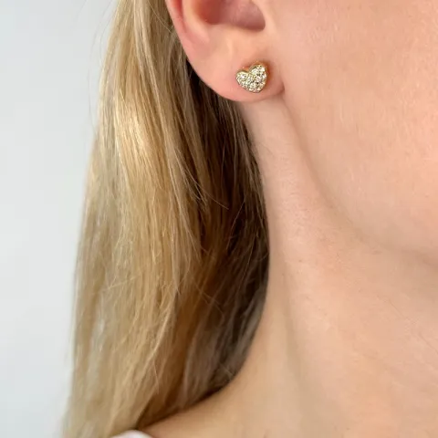 hjerte diamant øredobber i 14 karat gull med diamant 