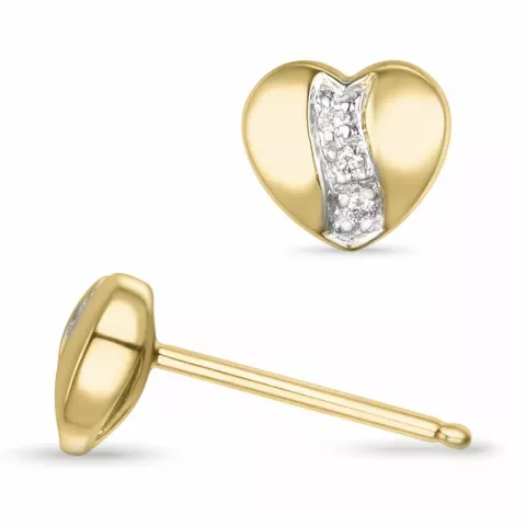 hjerte briljantøredobb i 14 karat gull og hvitt gull med diamant 