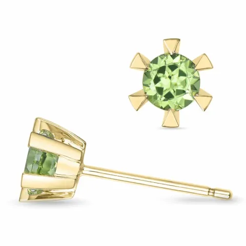 2 x 0,30 ct peridot solitaireørepynt i 14 karat gull med peridot 