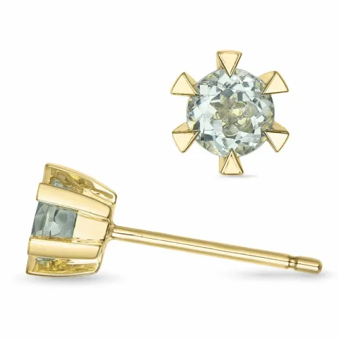 2 x 0,25 ct grønn ametyst solitaireørepynt i 14 karat gull med ametyst