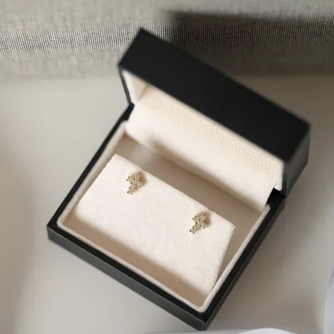 kors briljantøredobb i 14 karat gull med diamant