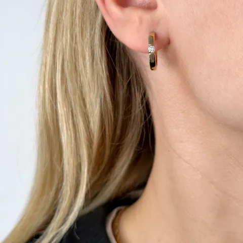 17 mm diamant creol i 14 karat gull med diamant