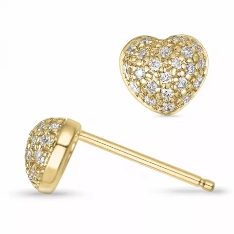 hjerte diamant ørestikker i 14 karat gull med diamant 